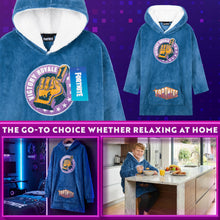 Load image into Gallery viewer, Fortnite Blanket Hoodie Gifts for Boys Teens, Oversized Fleece Pullover with Sherpa-Lined Hood, Wearable Blanket for Gamers (Blue)