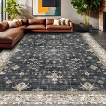 Load image into Gallery viewer, Boho Black Rug for Living Room - Washable 10x14 Area Rug, Dining Room Rugs for Under Table, Soft Low Pile Carpet for Large Bedroom - Farmhouse Decor, Non-Slip & Stain Resistance (10x14 Black/Multi)