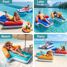Load image into Gallery viewer, Funscape Inflatable Pool Floats for Adult, Floating Pool Lounger Tanning Bed, Cool Sun Bathing Tan Blow up Raft Floatie W/Handle, Summer Swimming Water Mat, Party Gifts for Beach Backyard Lake - Blue
