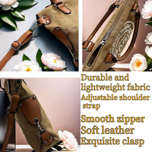 Load image into Gallery viewer, ARREBOL Women Vintage Paris Upcycled Lightweight Canvas Tote Crossbody Bag with Zipper for Work (Brown)