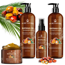 Load image into Gallery viewer, 100% Natural Raw Organic Batana Oil Sulfate-Free Complete Hair Growth , Anti-Hair Loss & Repair System Kit – Shampoo, Conditioner, Hair Mask, & Leave-In Spray | Thickness & Prevents Loss for Men Women
