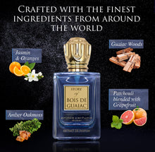 Load image into Gallery viewer, Prince Parfums Dubai - Story of Bois De Guaiac - Men - 3.4 Ounces - Extrait de Parfum - Luxury Fragrance with Exotic Woods, Amber, & Citrus Notes - Timeless Luxury - A Refined and Sophisticated Scent