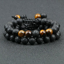 Load image into Gallery viewer, 2Pcs Adjustable Braided Natural Stone Beads Bracelets&Bangles For Couples Women Men Tiger Eye Lava Bracelet Yoga Jewelry Pulsera