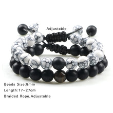 Load image into Gallery viewer, 2Pcs Adjustable Braided Natural Stone Beads Bracelets&Bangles For Couples Women Men Tiger Eye Lava Bracelet Yoga Jewelry Pulsera