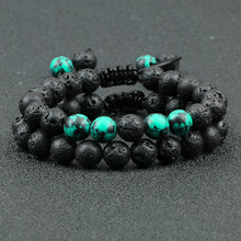 Load image into Gallery viewer, 2Pcs Adjustable Braided Natural Stone Beads Bracelets&Bangles For Couples Women Men Tiger Eye Lava Bracelet Yoga Jewelry Pulsera