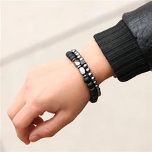 Load image into Gallery viewer, Matte Hematite Stone Beads Bracelet Set 2Pcs/Sets Erkek Bileklik Jewelry Mens CZ charm Bracelets For Women Punk Pulseras Mujer