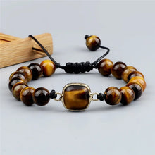 Load image into Gallery viewer, Tiger Eye Natural Picture Stone Bracelet Round Shape Pendant 8mm Beads For Men/Women Handmade Braided Bracelets&Bangles Jewelry