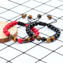 Load image into Gallery viewer, 2Pcs Adjustable Braided Natural Stone Beads Bracelets&Bangles For Couples Women Men Tiger Eye Lava Bracelet Yoga Jewelry Pulsera
