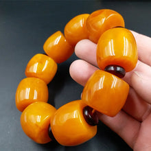 Load image into Gallery viewer, 20mm Amber Yellow Beeswax Old Honey Wax Amber Bracelet Round Barrel Bead Hand Row for Men Hand Bangle Suitable for 15-25cm Free