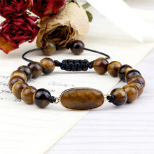 Load image into Gallery viewer, Tiger Eye Natural Picture Stone Bracelet Round Shape Pendant 8mm Beads For Men/Women Handmade Braided Bracelets&Bangles Jewelry