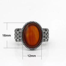 Load image into Gallery viewer, New 925 Sterling Silver Men Ring with Big Red Natural Onyx Stone Vintage Thai Silver Ring for Man Women Turkish Jewelry