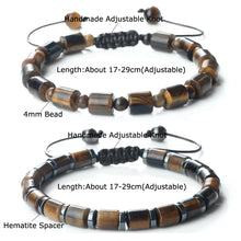 Load image into Gallery viewer, Men Cylindrical Tiger Eye Stone Bracelet Nature Stripe Agate Stone Beads Bracelet Charm Women Reiki Healing Jewelry Gift Pulsera