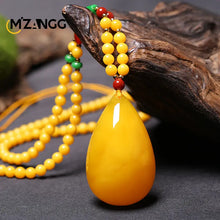 Load image into Gallery viewer, Natural Chicken Fat Yellow Amber Necklace Women Pendant Necklace Fine Jewelry Water Drop Gemstone for Party Gift