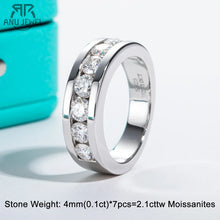 Load image into Gallery viewer, AnuJewel 4mm Moissanite Wedding Band 925 Sterling Silver Lab Created Diamond Band Ring Men Women Ring Customized Jewelry