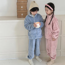 Load image into Gallery viewer, Winter Children Home Furnishing Long-sleeved Trousers Set Thickened Warm Solid Color Boys Girls Home Clothes