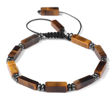 Load image into Gallery viewer, Natural Stone Tiger Eye Bracelet 4x13mm Retangle Agates Turquoises Quartz Beads Bracelets Adjustable for Men Women Yoga Jewelry