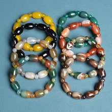 Load image into Gallery viewer, Natural Stone Coffee Lace Agates Bracelet Cylinder Drum Barrel Shape Jades Beads Bracelets On Hand Brown Exquisite Bangles Gift