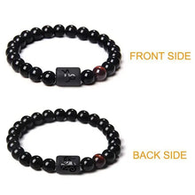 Load image into Gallery viewer, 12 Constellation Zodiac Signs Beads Couples Bracelet Natural Black Onyx Stone Elastic Charm Bracelet for Women Men Birthday Gift