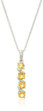 Load image into Gallery viewer, Sterling Silver Genuine Citrine Four Stone Pendant Necklace, 18"