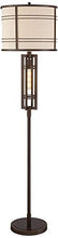 Load image into Gallery viewer, Elias Industrial Farmhouse Floor Lamp with Nightlight LED Oil Rubbed Bronze Off White Oatmeal Fabric Drum Shade for Living Room Reading Bedroom Office - Franklin Iron Works