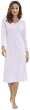 Load image into Gallery viewer, WiWi Bamboo Cotton Nightgowns for Women Soft Long Sleeve Loungewear V Neck Sleepwear Plus Size Nightshirts S-3X, Lavender Purple, XX-Large
