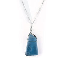 Load image into Gallery viewer, A+ Raw London Blue Topaz Gemstone Necklace, Minimalist Dainty Pendant, Rough Stones, December Birthstone, Rhodium Plated - Sterling Silver Chain, 18inch, Gift for mom