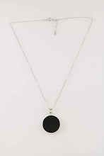 Load image into Gallery viewer, Sterling Silver 925 Round Flat Black Onyx Pendant Necklace 16+2 inches Chain - Elegant Gift Box
