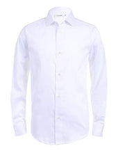 Load image into Gallery viewer, Calvin Klein Boys' Long Sleeve Sateen Dress Shirt, Style with Buttoned Cuffs & Shirttail Hem, White, 6