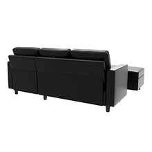 Load image into Gallery viewer, HONBAY Convertible Sectional Sofa with Ottoman Modern L Shape Sectional Couch Faux Leather Couch with Reversible Chaise, Black
