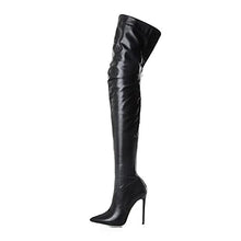 Load image into Gallery viewer, Fullwei Boots for Women,Women Over The Knee Boot Pointed Toe Zipper High Heel Casual Stiletto Thigh High Motorcycle Riding Boot Walking Shoe (Black, 8.5)