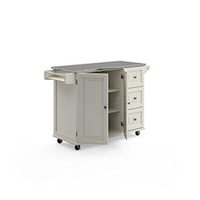 Load image into Gallery viewer, Homestyles Kitchen Cart with Stainless Steel Metal Top Rolling Mobile Kitchen Island with Storage and Towel Rack 54 Inch Width Off White