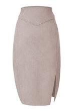 Load image into Gallery viewer, Bellivera Womens Faux Suede Leather Pencil Skirt, Fall Casual Midi Skirts for Women, Summer Hip Wrapped Back Split FF21 Beige XL