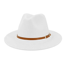 Load image into Gallery viewer, Men & Women Panama Hat Classic Wide Brim Fedora Hat with Belt Buckle-Y-White 3