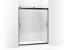 Load image into Gallery viewer, KOHLER Levity® Sliding Shower Door, 74-in H X 56-5/8 - 59-5/8-in W, with 1/4-in Thick Crystal Clear Glass with vertical blade handles, Anodized Dark Bronze