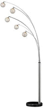 Load image into Gallery viewer, Allegra Mid Century Modern Arc Floor Lamp 5-Light Chrome Marble Base Crystal Ball Shades Foot Dimmer for Living Room - Possini Euro Design
