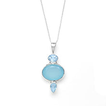 Load image into Gallery viewer, YoTreasure Blue Topaz & Chalcedony Crystal Necklace .925 Sterling Silver Chain Pendant