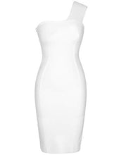 Load image into Gallery viewer, whoinshop Women's One Shoulder Summer Evening Cocktail Club Party Bandage Dress White S