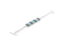 Load image into Gallery viewer, AZIEL 925 Sterling Silver Oval Larimar 3-Stones Love Link Bracelet