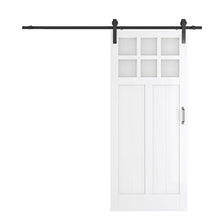 Load image into Gallery viewer, BARNER HOME Sliding Barn Door Hardware Kit & Handle, White, MDF, 36'' × 84'', with Waterproof Covering, Unfinished Panelled Slab, Pre-drilled Holes, Easy Installation