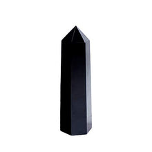Load image into Gallery viewer, Runyangshi Natural Healing Crystal Wands, 6 Faceted Reiki Chakra Stones, Healing Crystal Single Point Wand Faceted Prism Wand (Black Obsidian, 2"-2.4" (5-6cm))