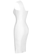 Load image into Gallery viewer, whoinshop Women's One Shoulder Summer Evening Cocktail Club Party Bandage Dress White S