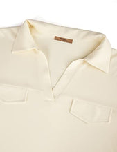 Load image into Gallery viewer, MCKOL Collared Shirts for Women Business Casual Tops for Women Summer Tops and Blouses Plus Size Short Sleeve V Neck Polo Shirts Loose Fit Comfy Shirts Fashion 2022 Beige XXL