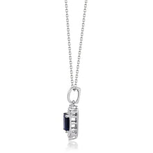 Load image into Gallery viewer, Gin and Grace 10K White Gold Genuine blue Sapphire Pendant with Diamonds for women | Ethically, authentically & organically sourced (Emerald-cut) shaped Sapphire hand-crafted jewelry for her | Sapphire Necklace for women