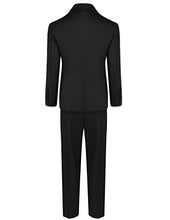 Load image into Gallery viewer, Boyoo Boy's 4 Pieces Formal Suit Set Slim Fit Blazers Outfit with Jacket, Vest, Dress Pants and Tie for Kids Size 5-14 Years Black