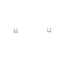 Load image into Gallery viewer, 14k White Gold 2mm Round Solitaire Basket Set Stud Earrings with Screw Back