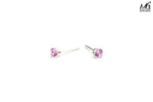 Load image into Gallery viewer, 6mm Light Pink Tourmaline Gemstone Stud Earrings in Sterling Silver - October Birthstone