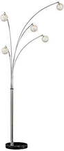 Load image into Gallery viewer, Allegra Mid Century Modern Arc Floor Lamp 5-Light Chrome Marble Base Crystal Ball Shades Foot Dimmer for Living Room - Possini Euro Design