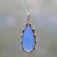 Load image into Gallery viewer, NOVICA Chalcedony .925 Sterling Silver Pendant Necklace, 17.25", Peaceful Blues'