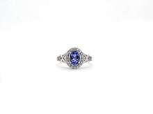 Load image into Gallery viewer, Dazzlingrock Collection 10K Oval Cut Tanzanite & Round Cut Diamond Bridal Halo Engagement Ring, White Gold, Size 8