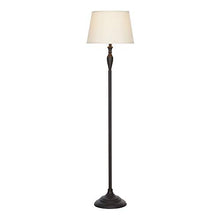 Load image into Gallery viewer, Amazon Brand – Ravenna Home Metal Living Room Slim Standing Floor Lamp With LED Light Bulb - 59.25 Inches, Dark Bronze With Off-White Shade